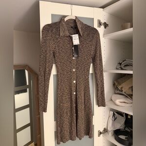 Nikki Space Dye Rib Long Sleeve Sweater Minidress